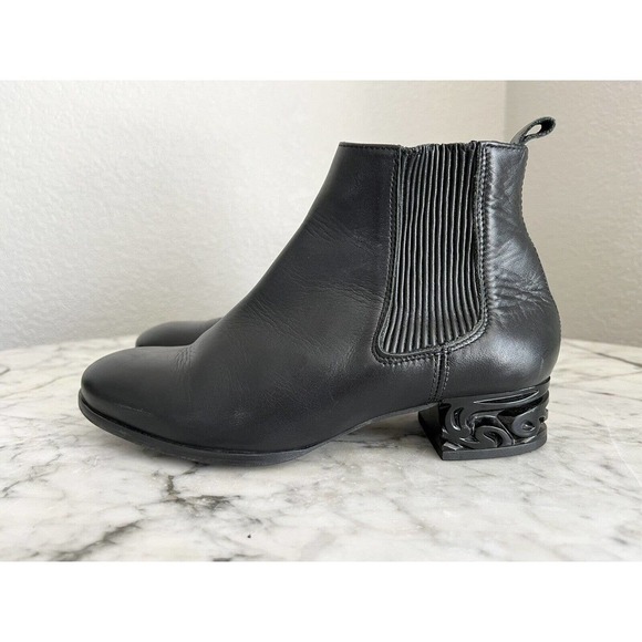 Miista Ashlynn Leather Ankle Boots Size 37 US 7 Black - Picture 4 of 10